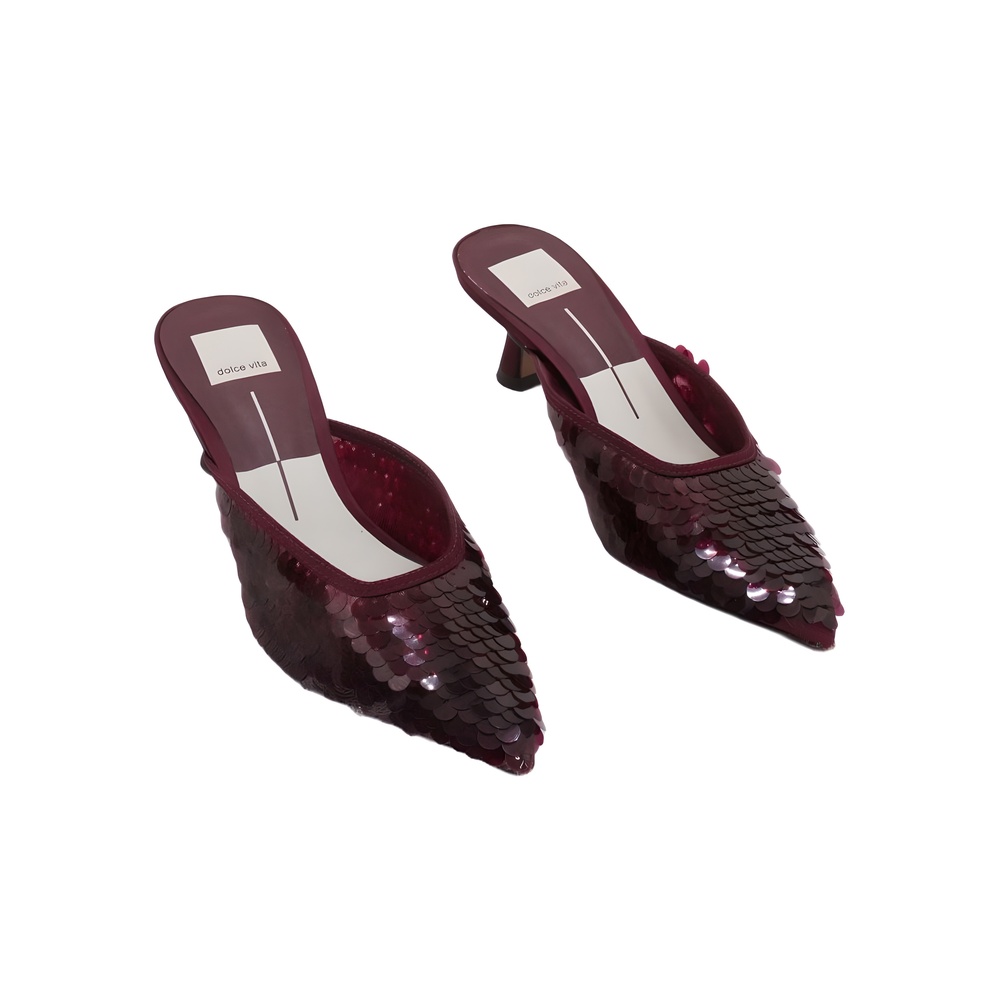 Dolce Vita Cleo Sequin Pointed Toe Kitten Heel Cranberry Red Size 7M